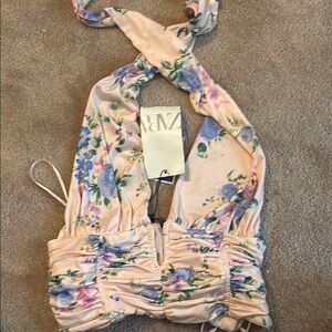 Zara Multicolor Floral Halter Top